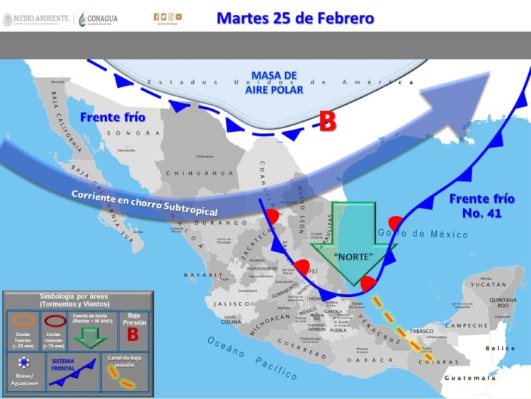 Este martes, frente frío 42 en Tamaulipaso
