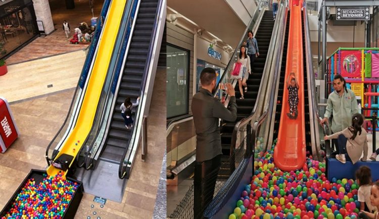 ¡Un tobogán como escalera eléctrica!