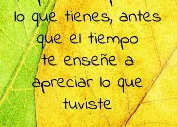 Empieza a apreciar lo que tienes