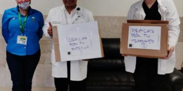 Entrega Olga Sosa 200 litros de gel antibacterial a hospitales de sur de Tamaulipas
