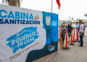 Instalan cabina sanitizante en Puente 1 de Nuevo Laredo