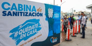 Instalan cabina sanitizante en Puente 1 de Nuevo Laredo