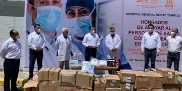 Entrega SNTE al ISSSTE material y equipo médico para Covid-19