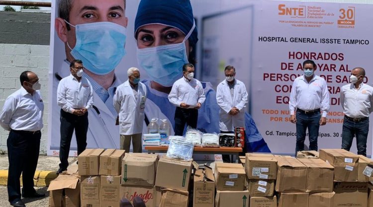 Entrega SNTE al ISSSTE material y equipo médico para Covid-19