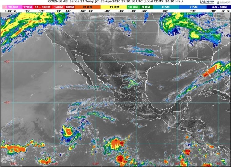 Luvias muy fuertes con vientos y granizo para el suroeste de Tamaulipas y el norte de Veracruz
