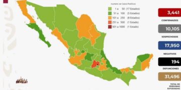 Suman 194 muertes por Covid-19 en México