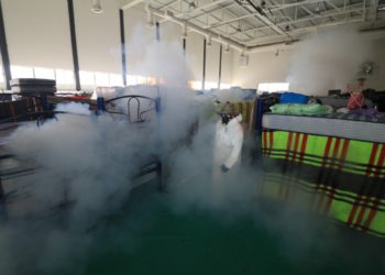 Sanitiza Gobierno de Matamoros campamento de migrantes para prevenir contagios de coronavirus