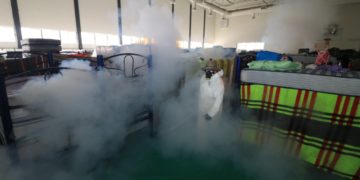 Sanitiza Gobierno de Matamoros campamento de migrantes para prevenir contagios de coronavirus