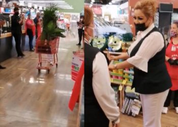 Enfermera recibe fuerte ovación en pleno supermercado