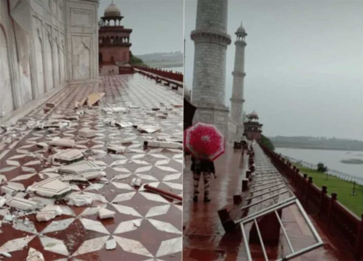 Lluvias dañan el Taj Mahal y dejan 13 muertos en India