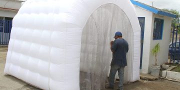 Instalan túnel sanitizante en Campamento de Limpieza en Victoria