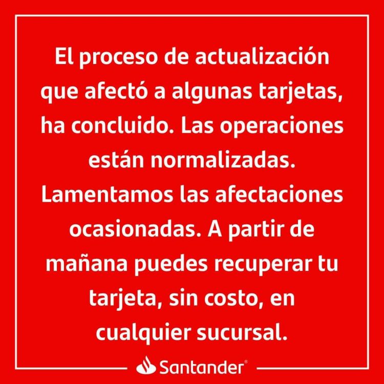 Santander reporte que ya se normalizó  el servicio en cajeros automáticos