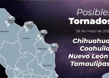 Lluvias intensas y posibles tornados para Nuevo Léon y Tamaulipas