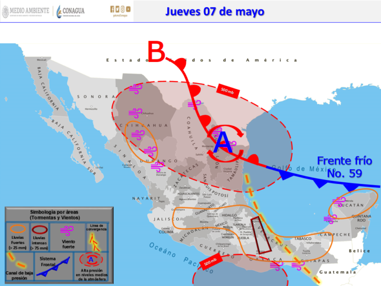 Prevén fuertes lluvias en gran parte de la República Mexicana