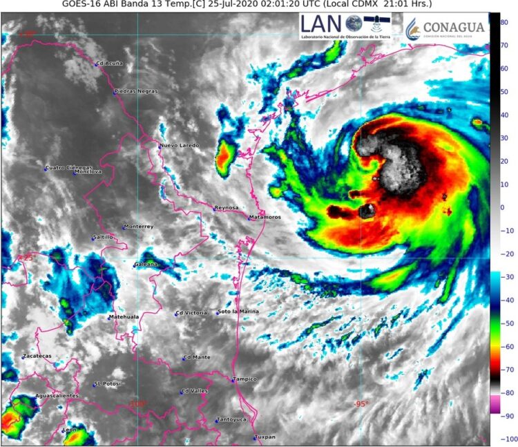 Hanna subirá a HURACAN 1 y entrará mañana por sur de Texas