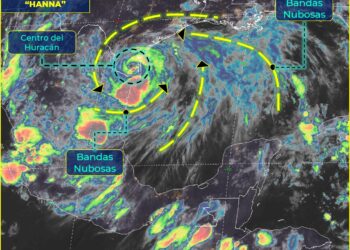 Huracán Hanna a 65 kilómetros de Reynosa, Tamaulipas a las 22 horas