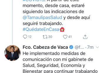 Gobernador Cabeza de Vaca enferma de Covid-19