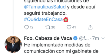 Gobernador Cabeza de Vaca enferma de Covid-19