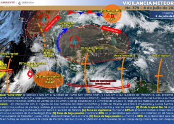 La tormenta tropical cristina ocasionará luvias intensas en Colima, Jalisco, Michoacán y Nayarit
