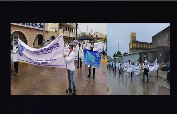 Protestan médicos en el sur de Tamaulipas