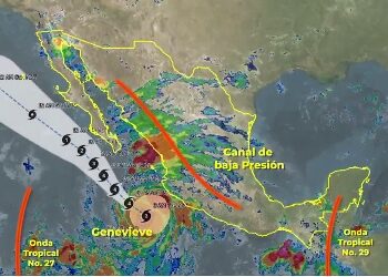 Genevieve se intensificó, rápidamente, a huracán Categoría 4 en la escala Saffir