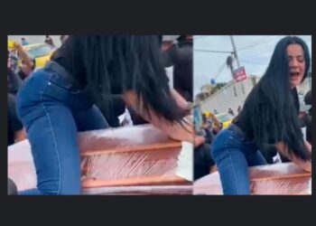 Colombiana baila reggaetón sobre el ataúd de su esposo