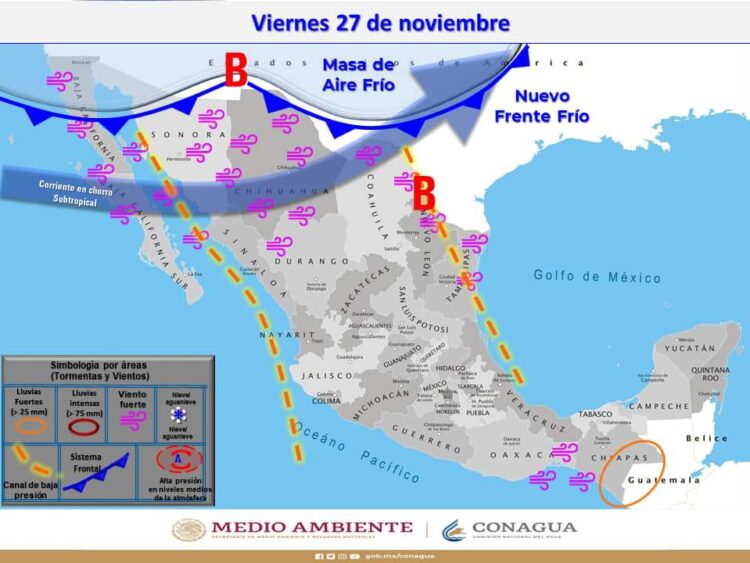 Viene Frente Frío 17 con muy bajas temperaturas viernes y sábado