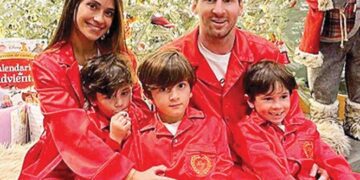 Festejo familiar; triunfal cierre de año de Messi