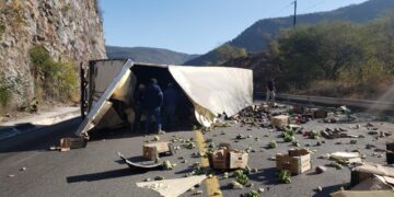 Vuelca tráiler con plátanos en ruta Victoria-San Luis Potosí