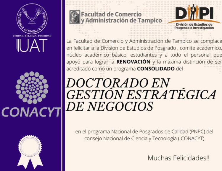 Consolida UAT calidad de la Maestría en Dirección Empresarial