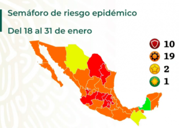 Semáforo Covid: 10 estados en rojo, 19 en naranja, 2 en amarillo y 1 en verde