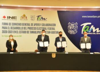 Firman convenio de colaboración Autoridades Electorales y Gobierno de Tamaulipas
