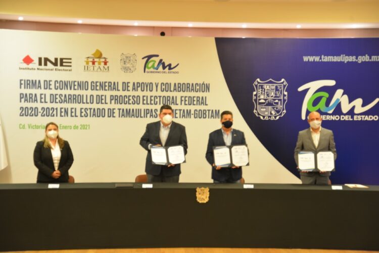 Firman convenio de colaboración Autoridades Electorales y Gobierno de Tamaulipas
