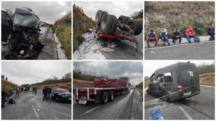Un muero y 16 heridos al chocar trailer y camioneta en ruta Victoria-Monterrey