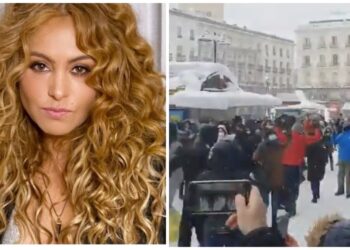 Españoles celebran histórica nevada con canciones de Paulina Rubio