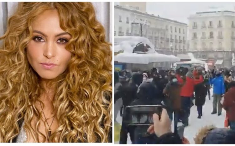 Españoles celebran histórica nevada con canciones de Paulina Rubio