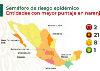 Semáforo epidémico: solo dos estados en rojo; Tamaulipas amarillo