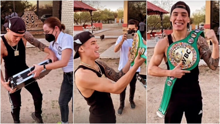 Óscar Valdez recibe el cinturón de campeón en su natal Nogales, Sonora