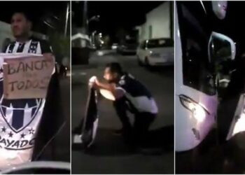 Aficionado de Rayados protesta tras empate ante Necaxa