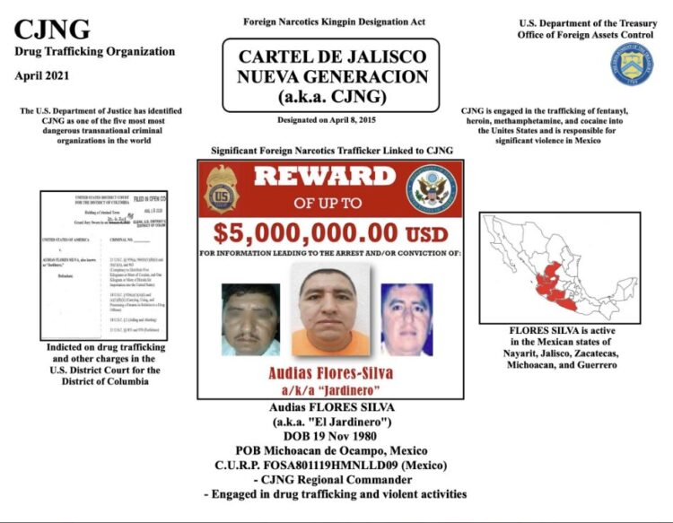 Ofrece EU hasta 5 mdd por ‘El Jardinero’ del ‘CJNG’