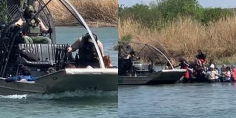 Rescatan a 23 migrantes que quedaron atrapados en el rio.