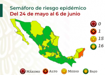 Semáforo Covid: junio iniciará con 16 estados en verde, 15 en amarillo y 1 en naranja