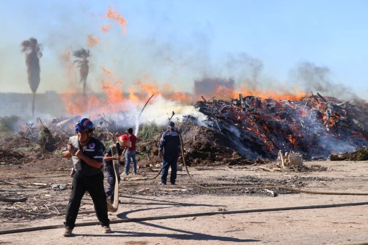 Controla Protección Civil y Bomberos  incendio de Centro de Acopio de Ramas
