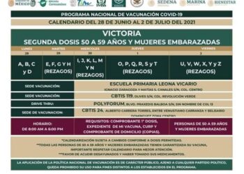Segunda dosis de vacuna anticovid a cincuentones en Victoria inicia lunes 28.