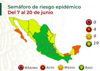 Semáforo: Covid: Ponen 19 estados en verde; Tamaulipas sigue amarillo