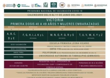 Arranca el martes vacunación anti covid para cuarentones en Cd. Victoria