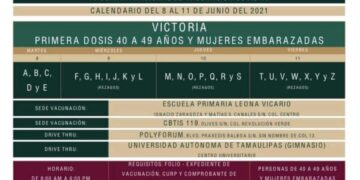 Arranca el martes vacunación anti covid para cuarentones en Cd. Victoria