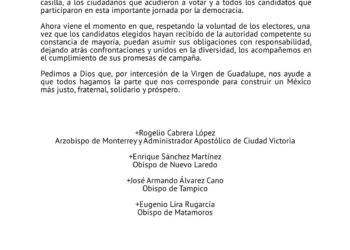 Pide Iglesia Católica a ganadores cumplan sus promesas de campaña