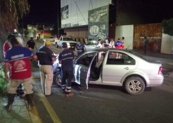Chofer destroza su auto al chocar con palmera