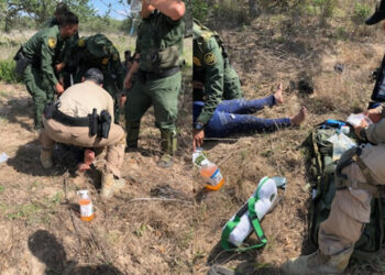 Se lesiona migrante mexicana tras caer del muro fronterizo.